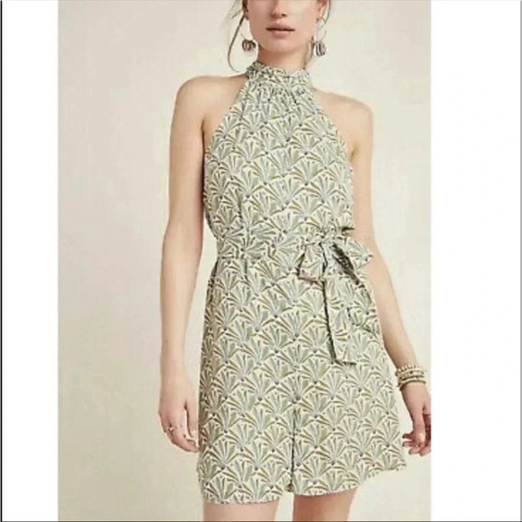 Anthropologie Maddie High Neck Belted Romper Size Small - Picture 2 of 9